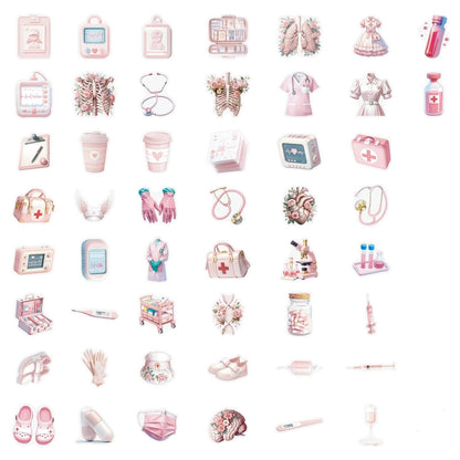 MedTech- 50 Pcs Pink Medical Stickers