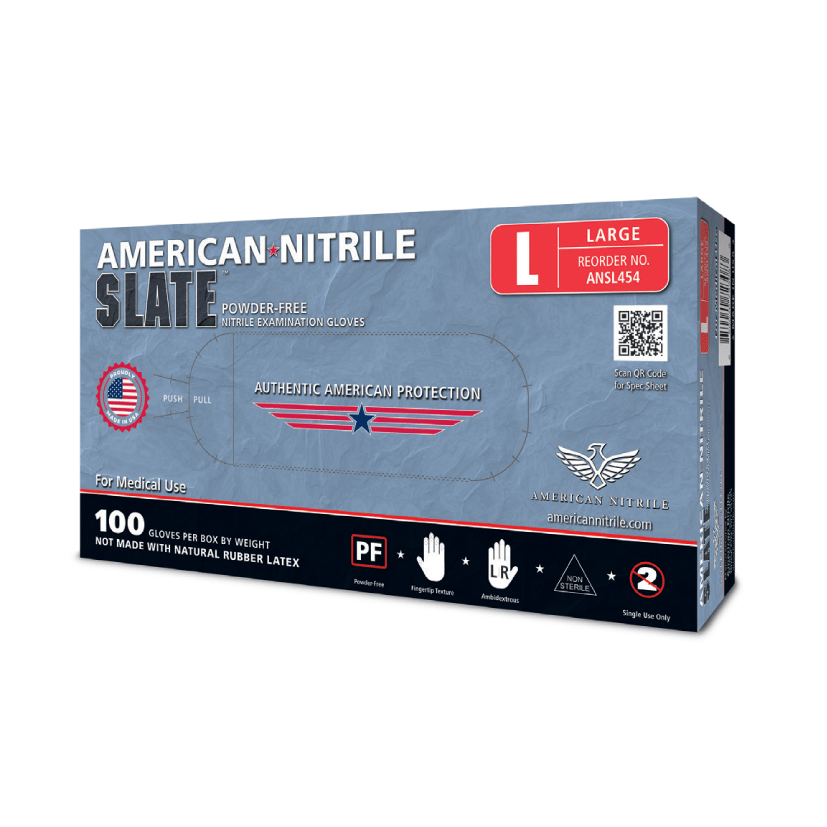  American Nitrile-American Nitrile Slate Blue Nitrile Exam Gloves, BX/100-MedTech-1
