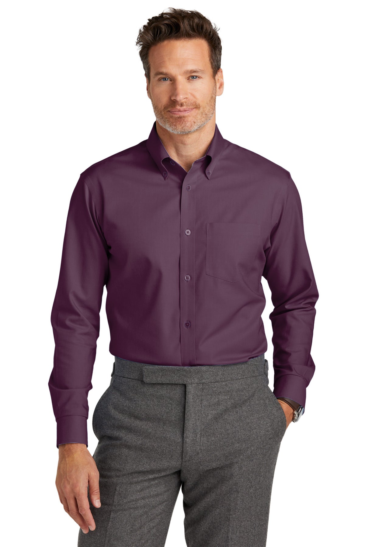 Brooks Brothers- Brooks Brothers® Wrinkle-Free Stretch Nailhead Shirt BB18002-Medtech- 4