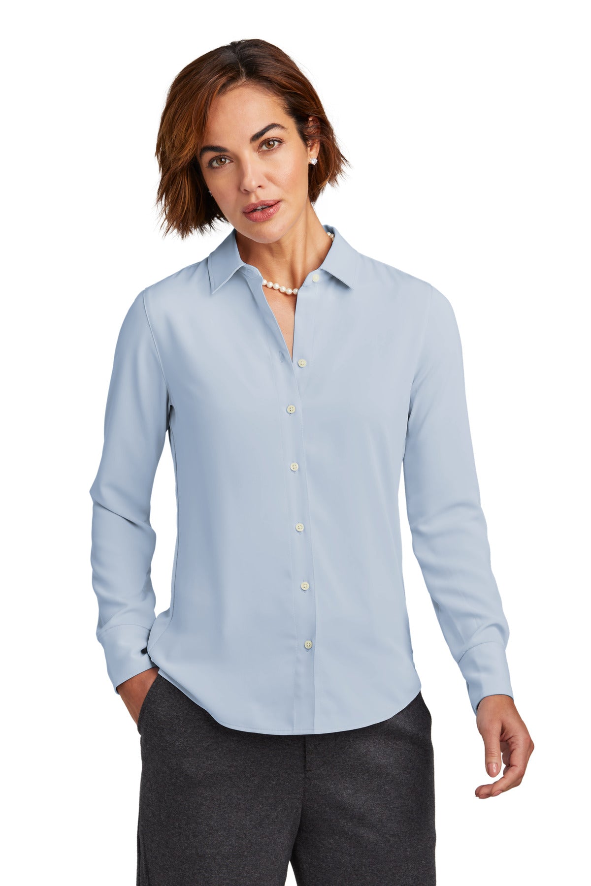 Brooks Brothers- Brooks Brothers® Women's Full-Button Satin Blouse BB18007-Medtech- 2
