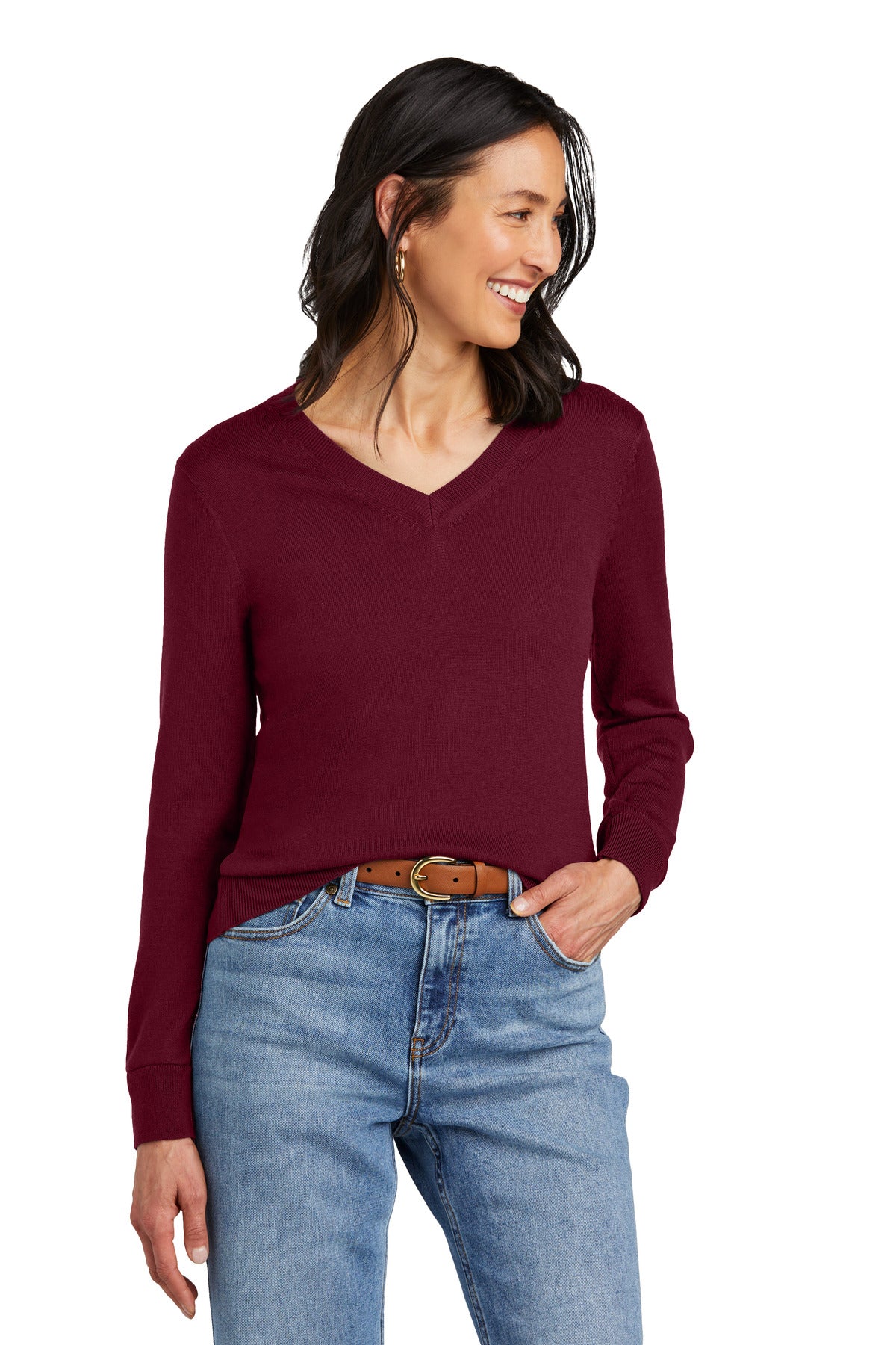 Brooks Brothers- Brooks Brothers® Women's Washable Merino V-Neck Sweater BB18411-Medtech- 3