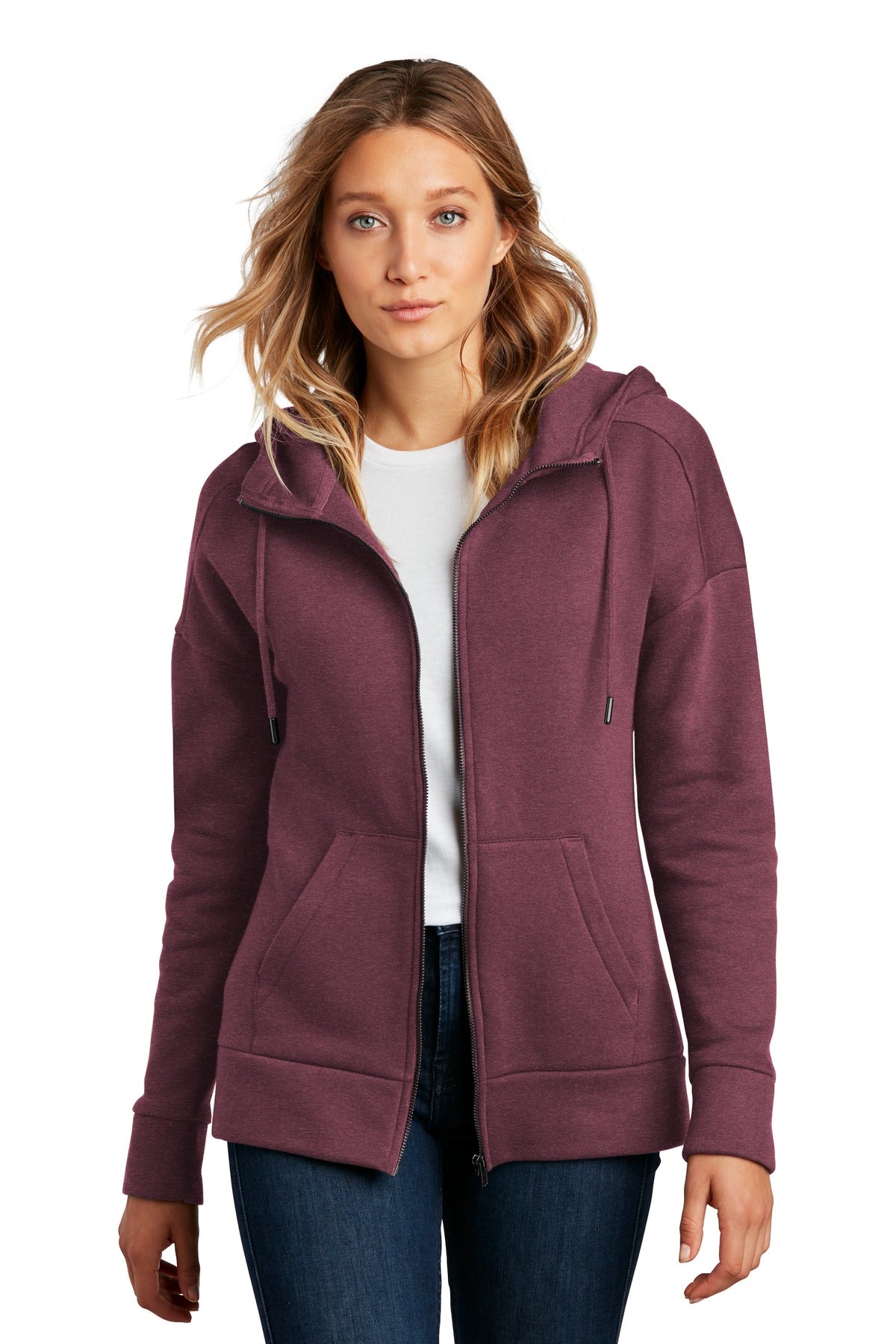 District- District ® Women's Perfect Weight ® Fleece Drop Shoulder Full-Zip Hoodie DT1104-Medtech- 3