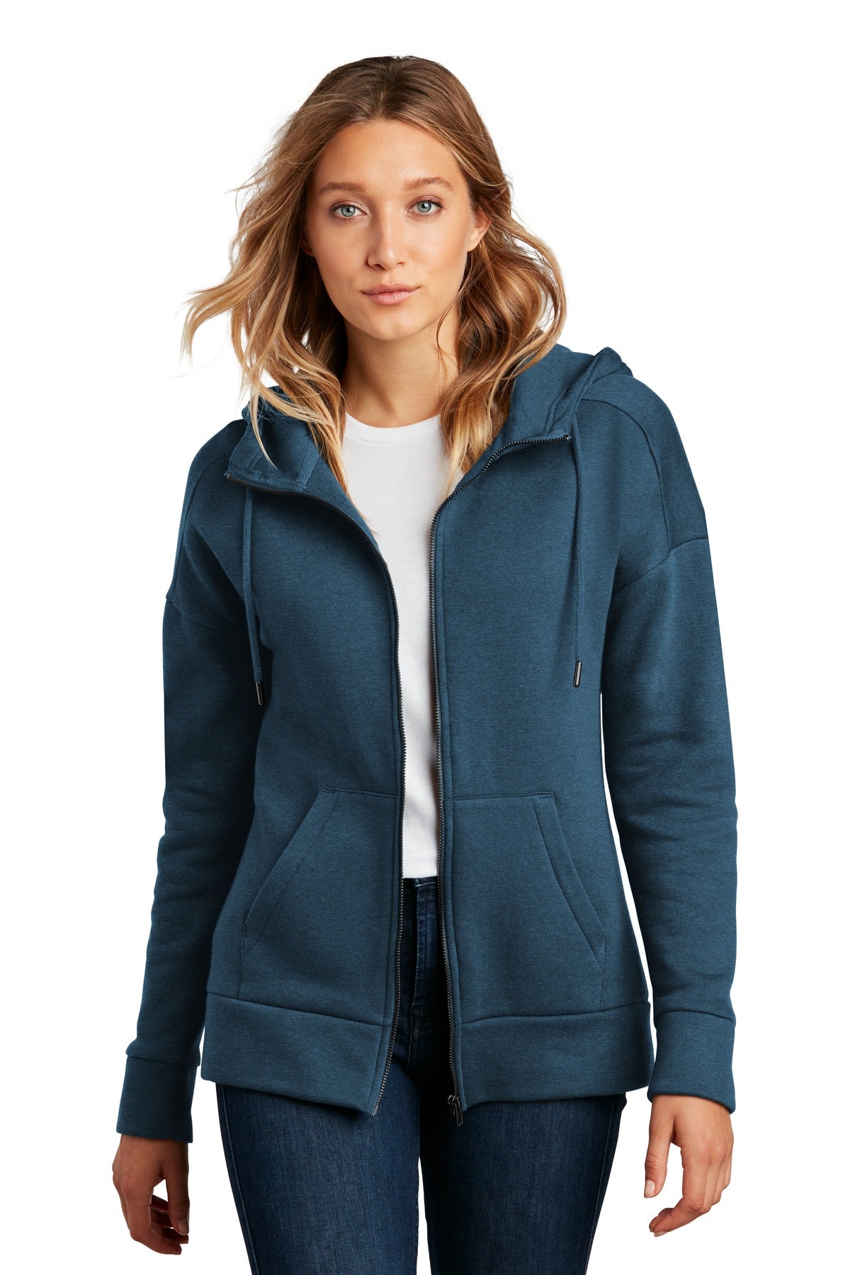 District- District ® Women's Perfect Weight ® Fleece Drop Shoulder Full-Zip Hoodie DT1104-Medtech- 4