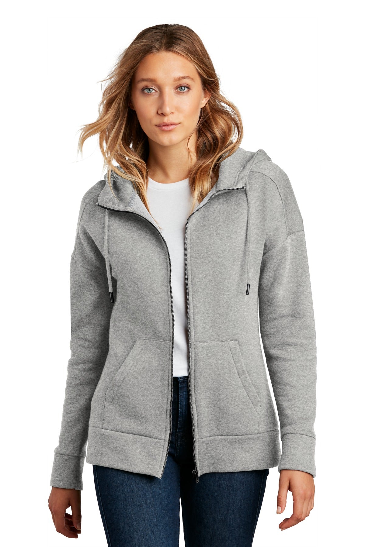 District- District ® Women's Perfect Weight ® Fleece Drop Shoulder Full-Zip Hoodie DT1104-Medtech- 5