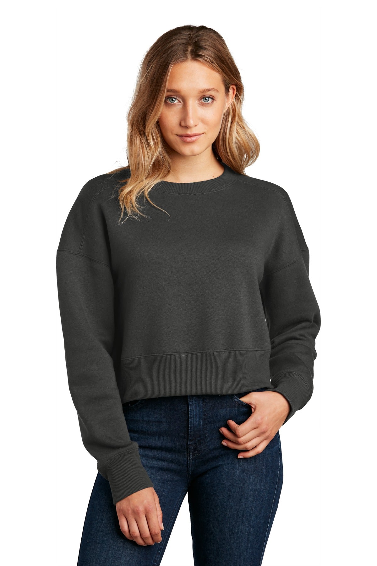 District- District ® Women's Perfect Weight ® Fleece Cropped Crew DT1105-Medtech- 2