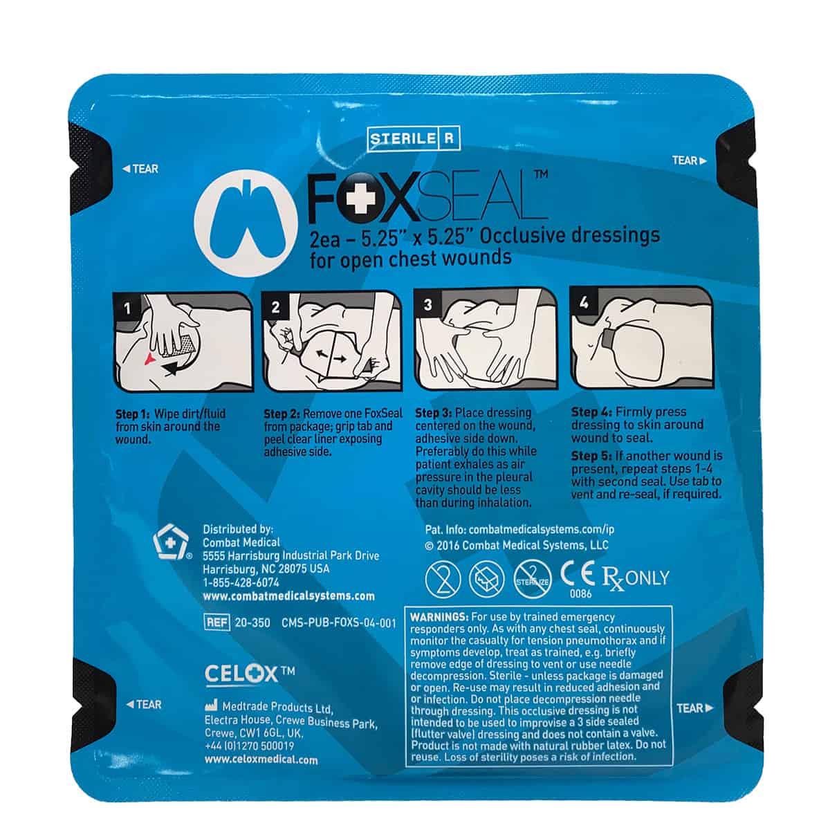Safeguard Medical- FoxSeal Occlusive Dressing pack of 2-Medtech- 1