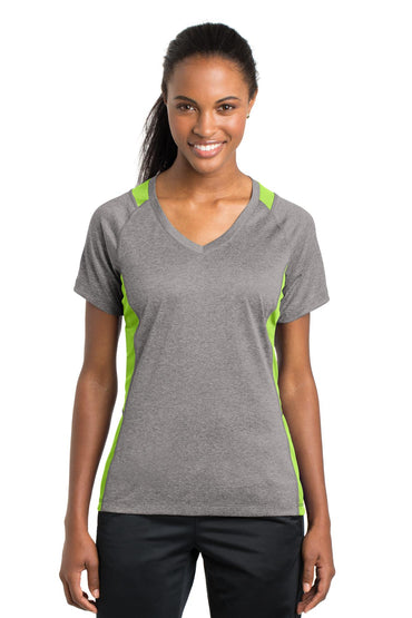 Sport-Tek- Sport-Tek® Women's Heather Colorblock Contender™ V-Neck Tee. LST361-Medtech- 2