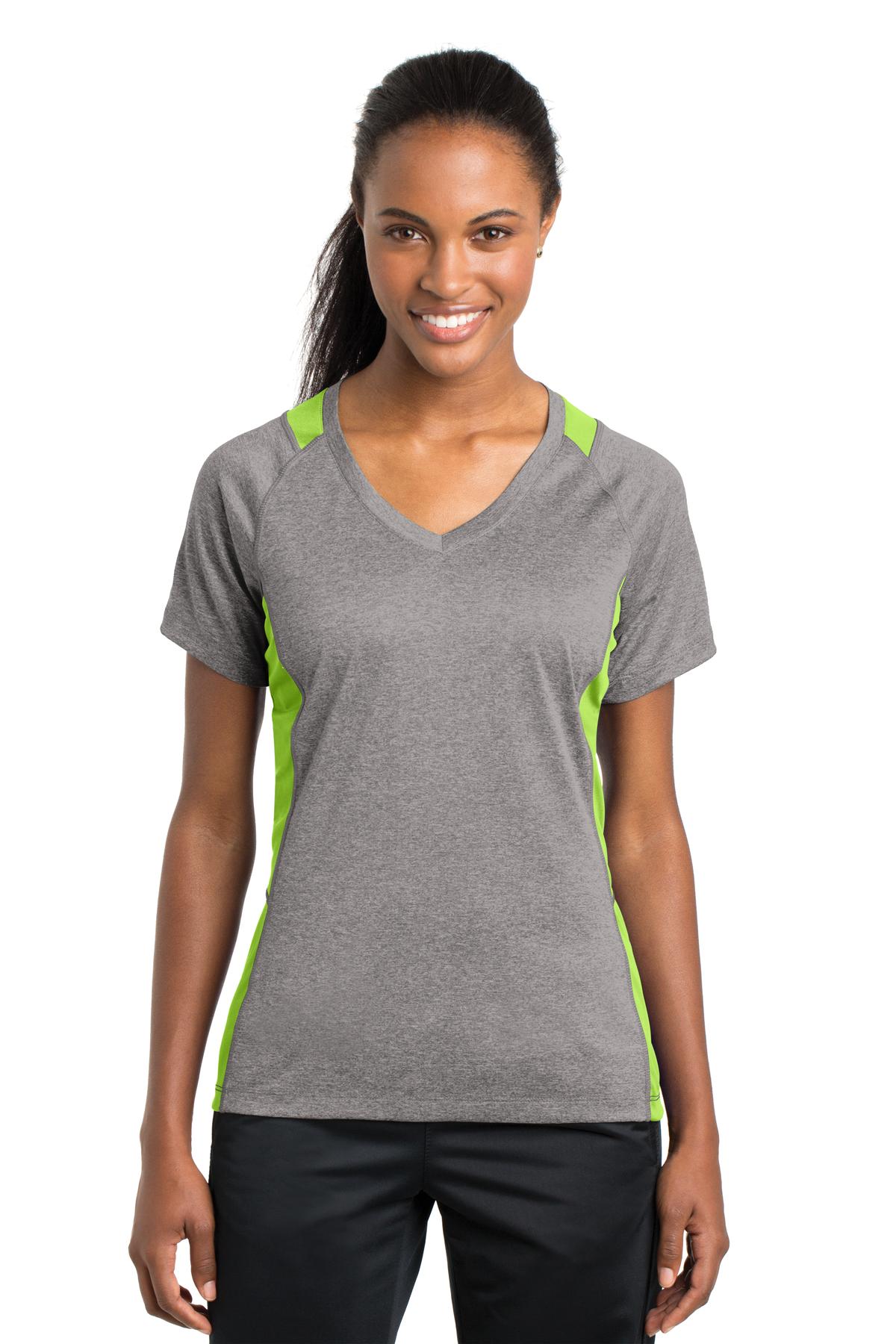 Sport-Tek- Sport-Tek® Women's Heather Colorblock Contender™ V-Neck Tee. LST361-Medtech- 2
