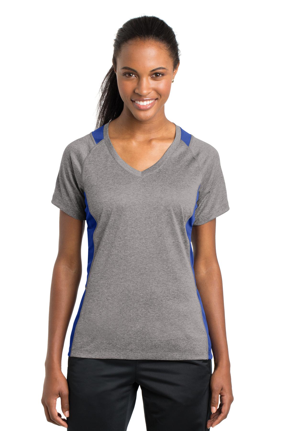 Sport-Tek- Sport-Tek® Women's Heather Colorblock Contender™ V-Neck Tee. LST361-Medtech- 7