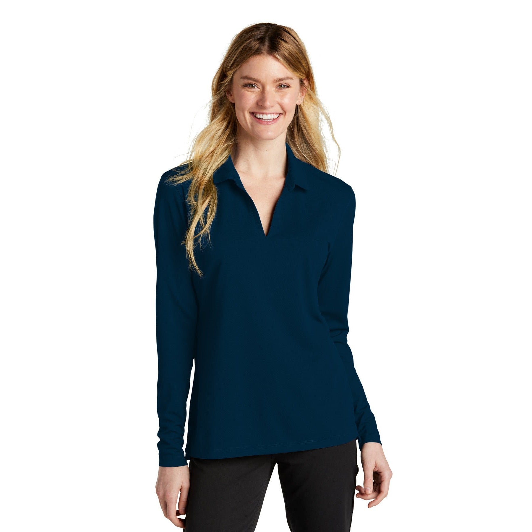 Nike-Nike Women's Dri-FIT Micro Pique 2.0 Long Sleeve Polo NKDC2105-MedTech-5