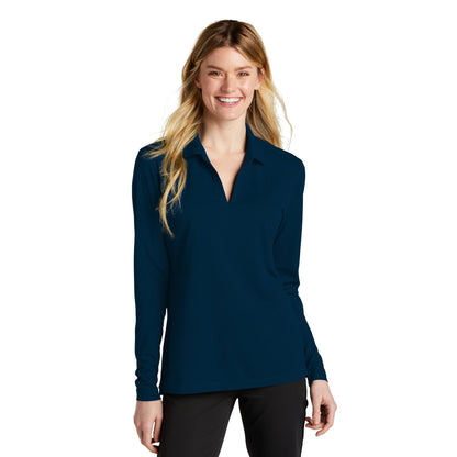 Nike-Nike Women's Dri-FIT Micro Pique 2.0 Long Sleeve Polo NKDC2105-MedTech-5