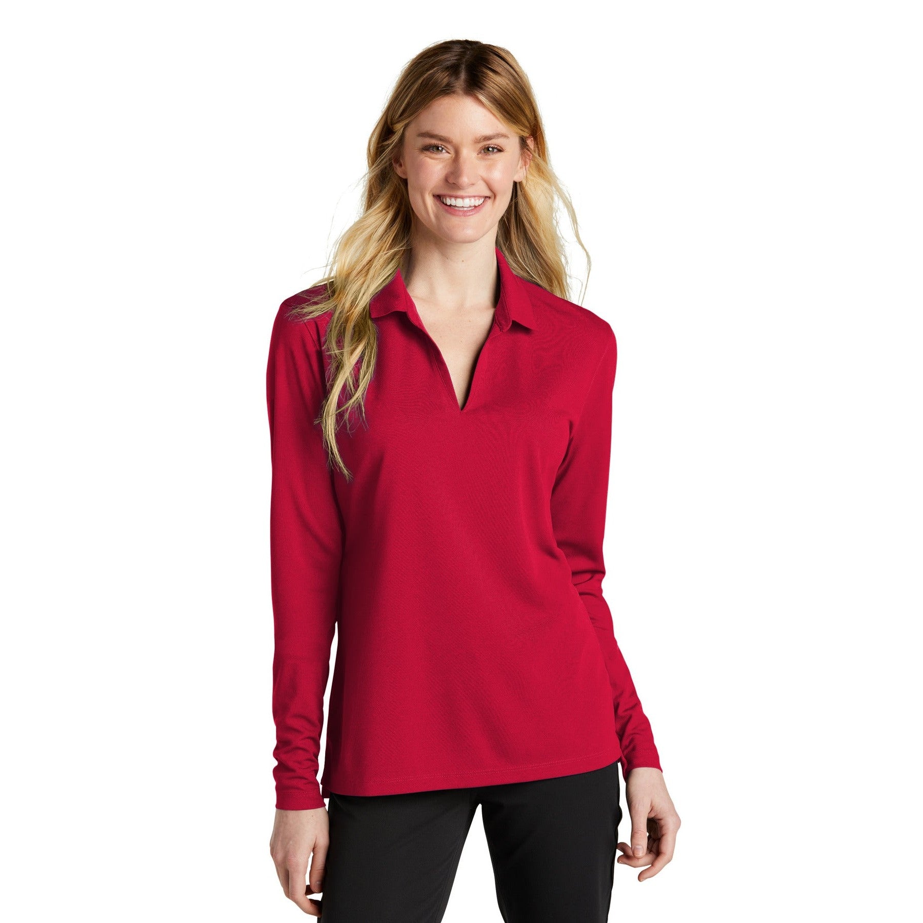 Nike-Nike Women's Dri-FIT Micro Pique 2.0 Long Sleeve Polo NKDC2105-MedTech-6