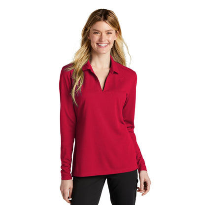 Nike-Nike Women's Dri-FIT Micro Pique 2.0 Long Sleeve Polo NKDC2105-MedTech-6