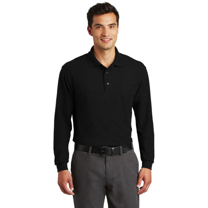 Port Authority-Port Authority® Long Sleeve Silk Touch™ Polo with Pocket. K500LSP-MedTech-1
