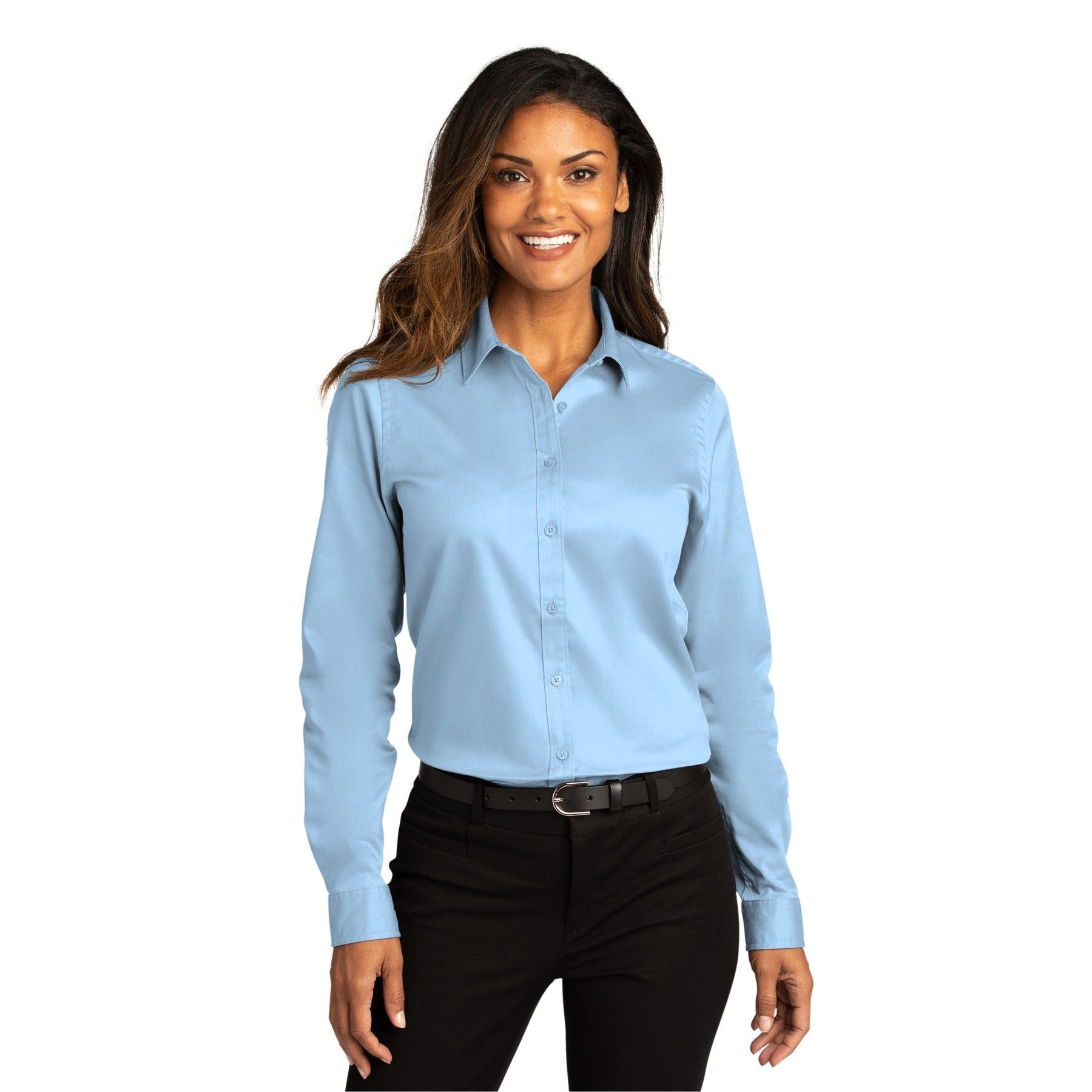 Port Authority-Port Authority® Women's Long Sleeve SuperPro React™Twill Shirt. LW808-MedTech-2
