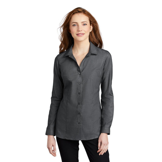 Port Authority-Port Authority ® Women's Pincheck Easy Care Shirt LW645-MedTech-1