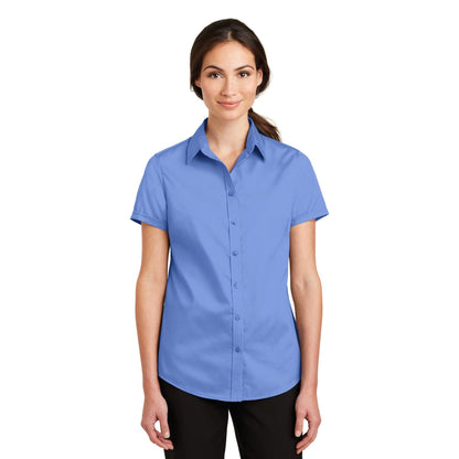 Port Authority-Port Authority® Women's Short Sleeve SuperPro™ Twill Shirt. L664-MedTech-6