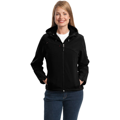 Port Authority-Port Authority® Women's Textured Hooded Soft Shell Jacket. L706-MedTech-1