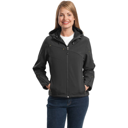 Port Authority-Port Authority® Women's Textured Hooded Soft Shell Jacket. L706-MedTech-2