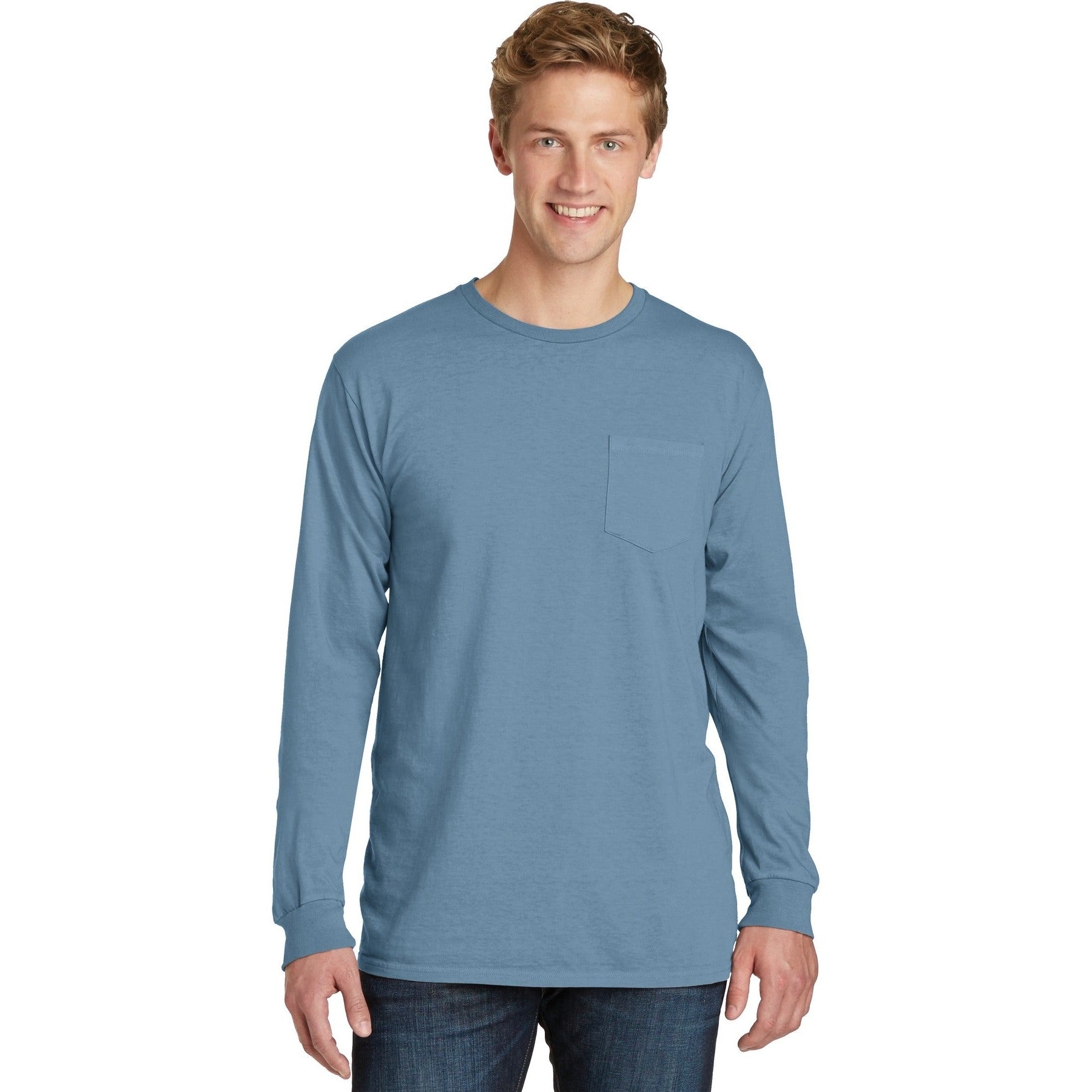 Port & Company-Port & Company® Beach Wash® Garment-Dyed Long Sleeve Pocket Tee PC099LSP-MedTech-7