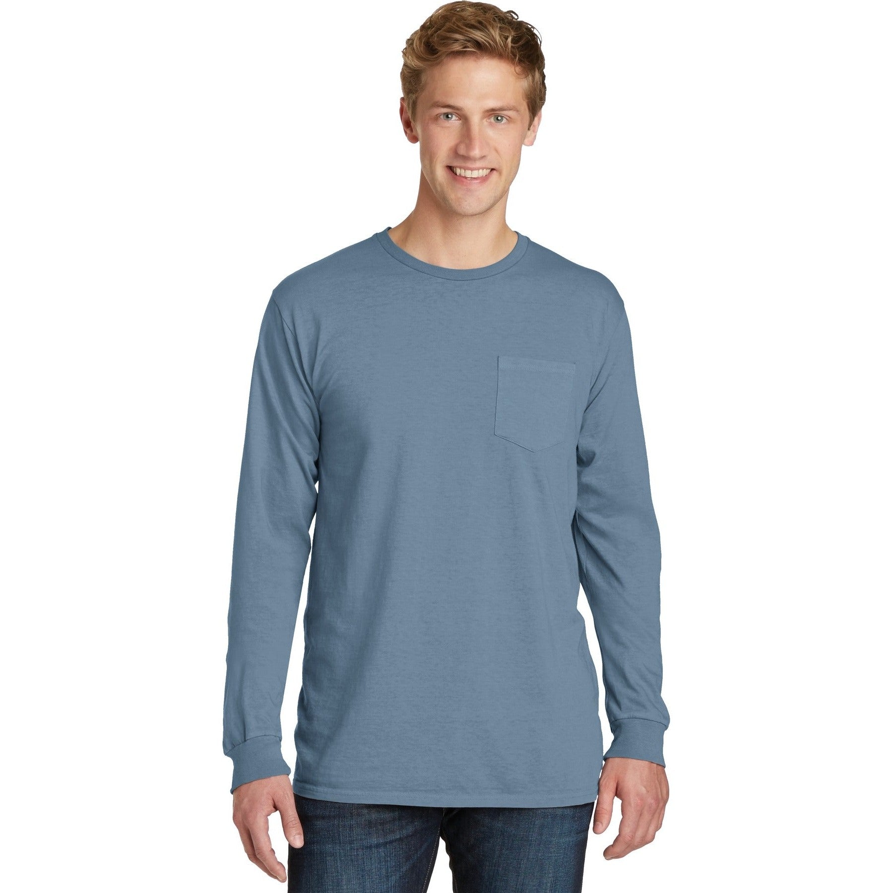 Port & Company-Port & Company® Beach Wash® Garment-Dyed Long Sleeve Pocket Tee PC099LSP-MedTech-5