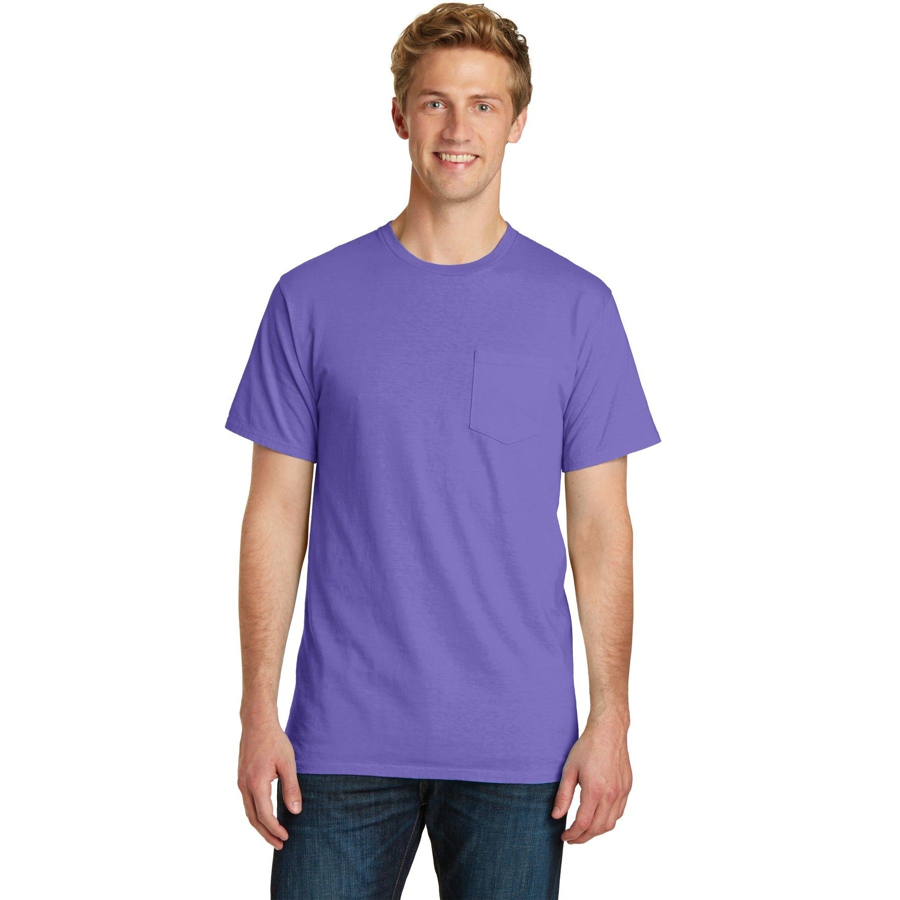 Port & Company-Port & Company® Beach Wash® Garment-Dyed Pocket Tee. PC099P-MedTech-1