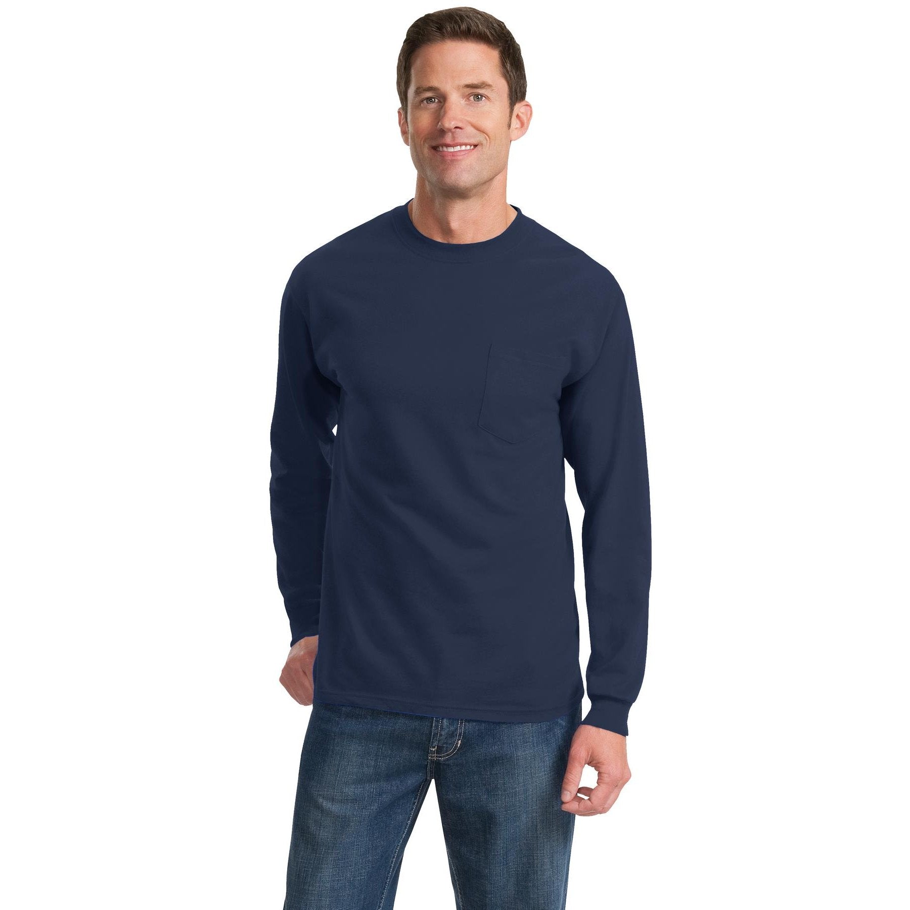 Port & Company-Port & Company® Tall Long Sleeve Essential Pocket Tee. PC61LSPT-MedTech-6