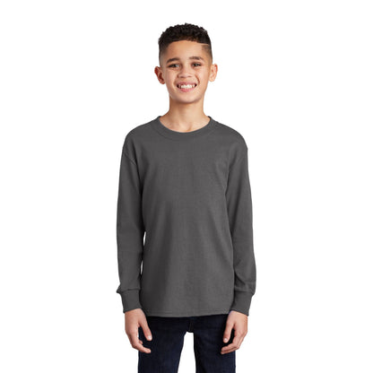 Port & Company-Port & Company® Youth Long Sleeve Core Cotton Tee. PC54YLS-MedTech-4