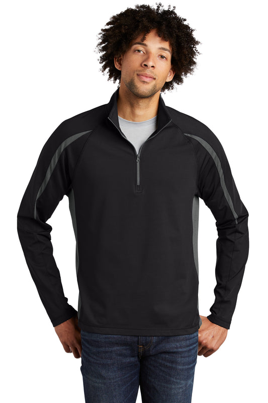 Sport-Tek- Sport-Tek® Sport-Wick® Stretch 1/2-Zip Colorblock Pullover. ST851-Medtech- 1