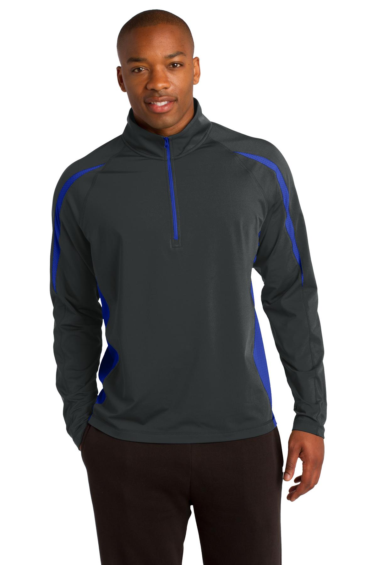 Sport-Tek- Sport-Tek® Sport-Wick® Stretch 1/2-Zip Colorblock Pullover. ST851-Medtech- 4