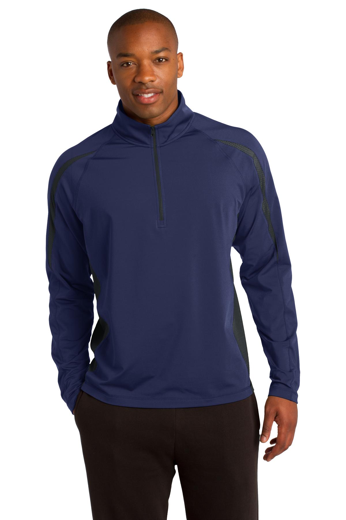 Sport-Tek- Sport-Tek® Sport-Wick® Stretch 1/2-Zip Colorblock Pullover. ST851-Medtech- 5