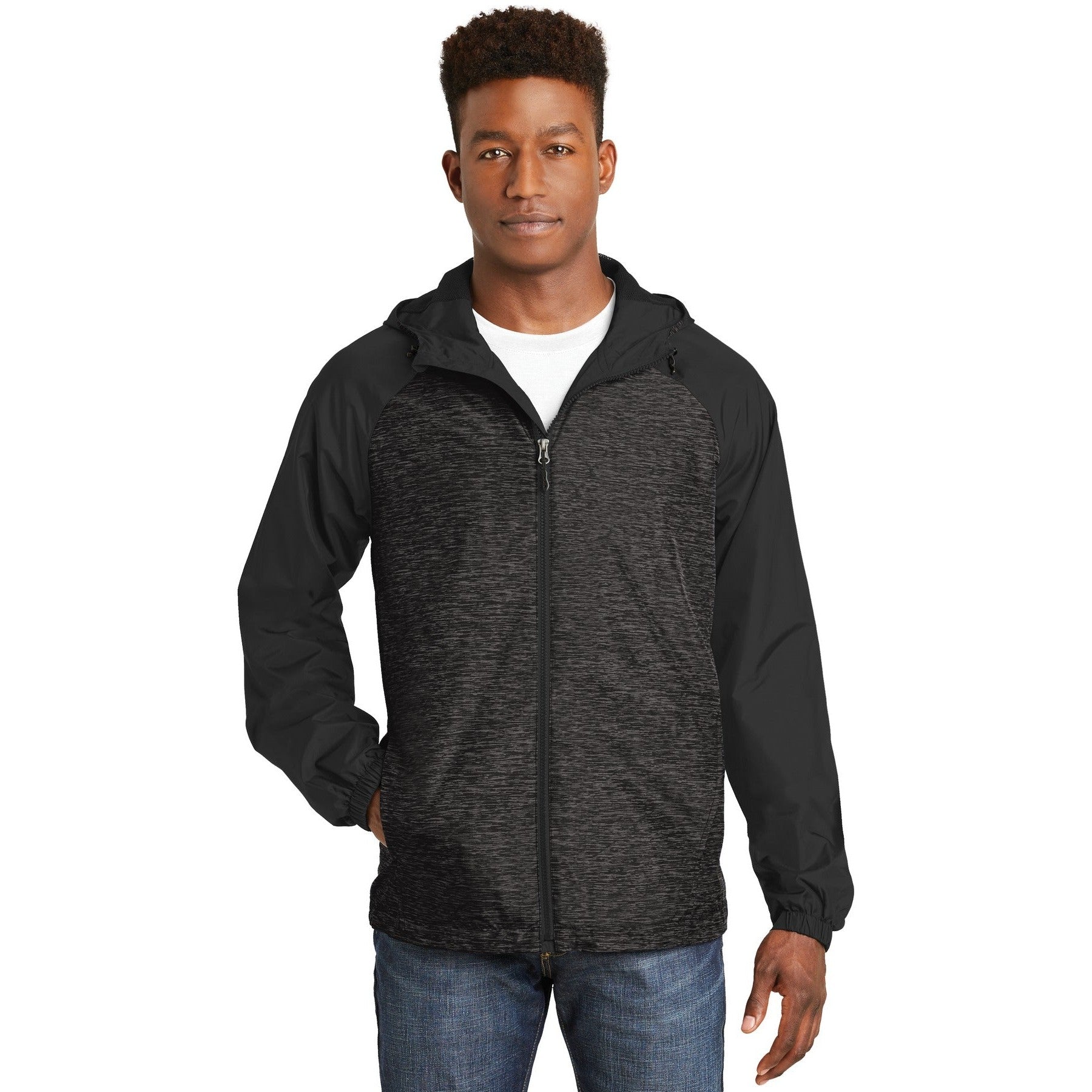Sport-Tek-Sport-Tek® Heather Colorblock Raglan Hooded Wind Jacket. JST40-MedTech-1