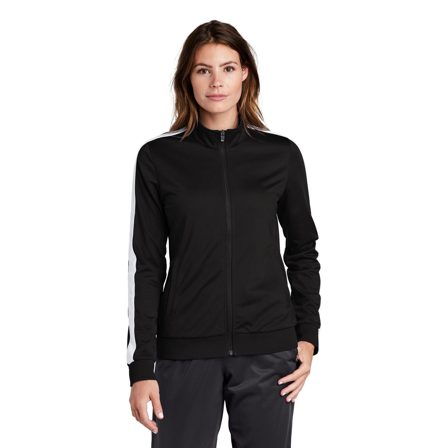 Sport-Tek-Sport-Tek ® Ladies Tricot Sleeve Stripe Track Jacket. LST94-MedTech-2