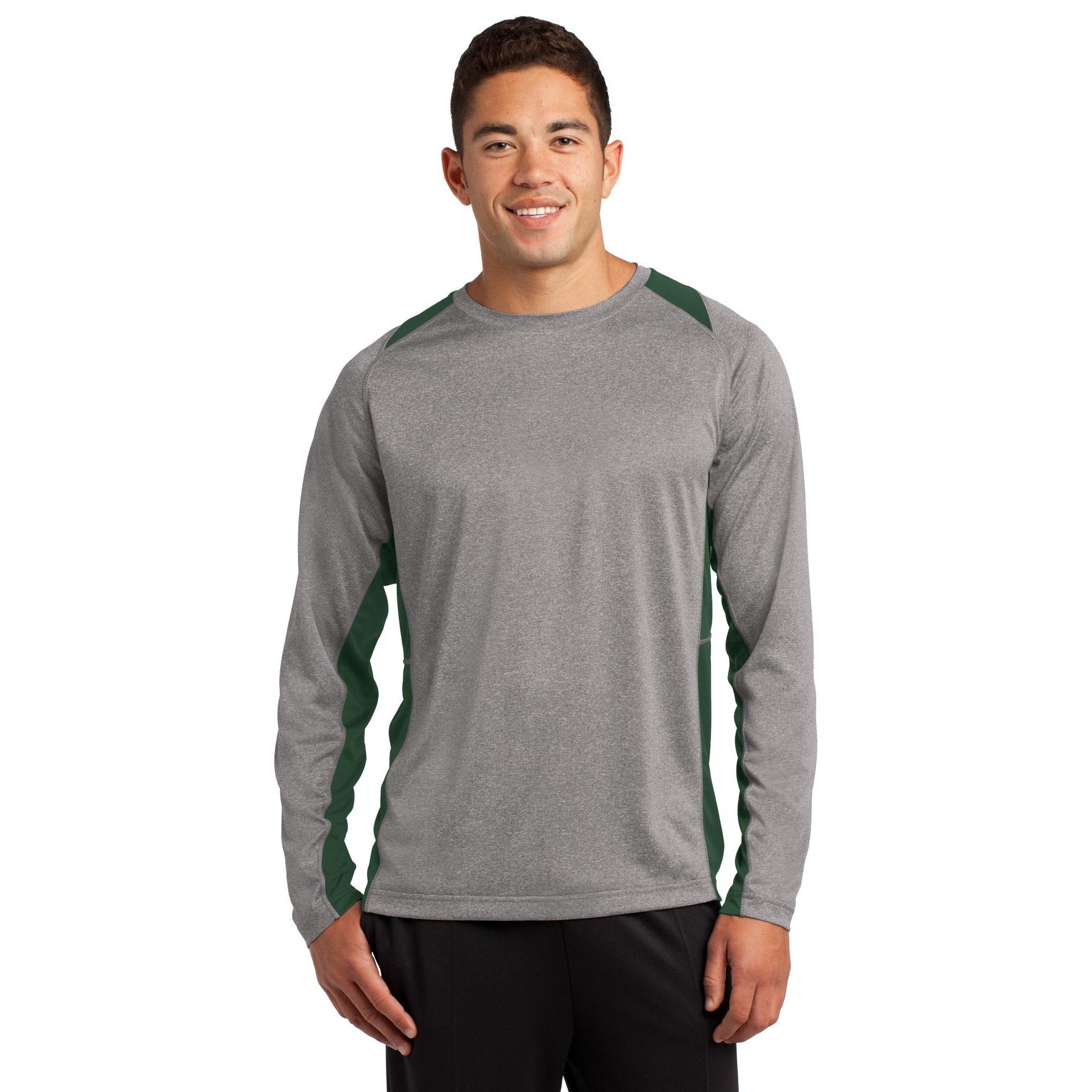 Sport-Tek-Sport-Tek® Long Sleeve Heather Colorblock Contender™ Tee. ST361LS-MedTech-3