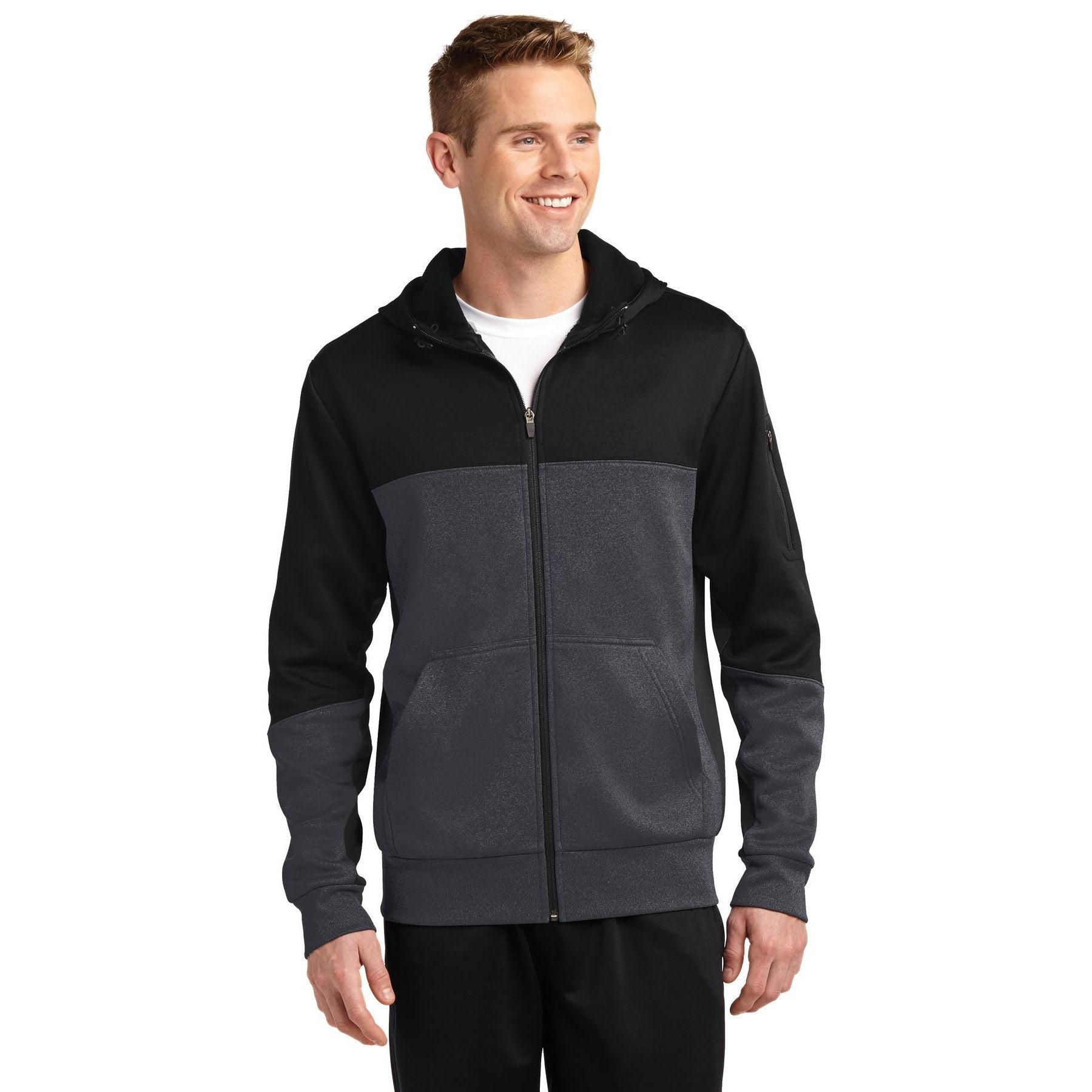 Sport-Tek-Sport-Tek® Tech Fleece Colorblock Full-Zip Hooded Jacket. ST245-MedTech-1