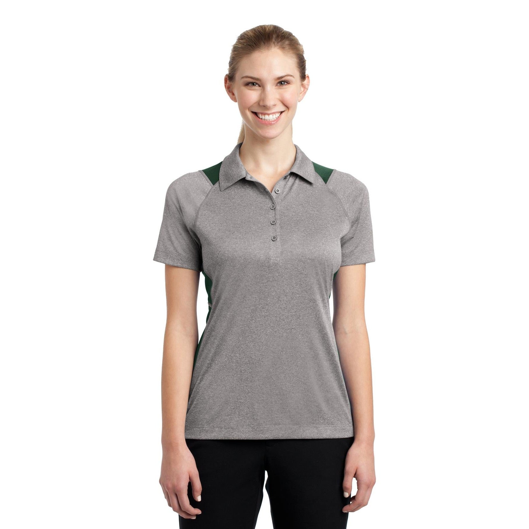 Sport-Tek-Sport-Tek® Women's Heather Colorblock Contender™ Polo. LST665-MedTech-4