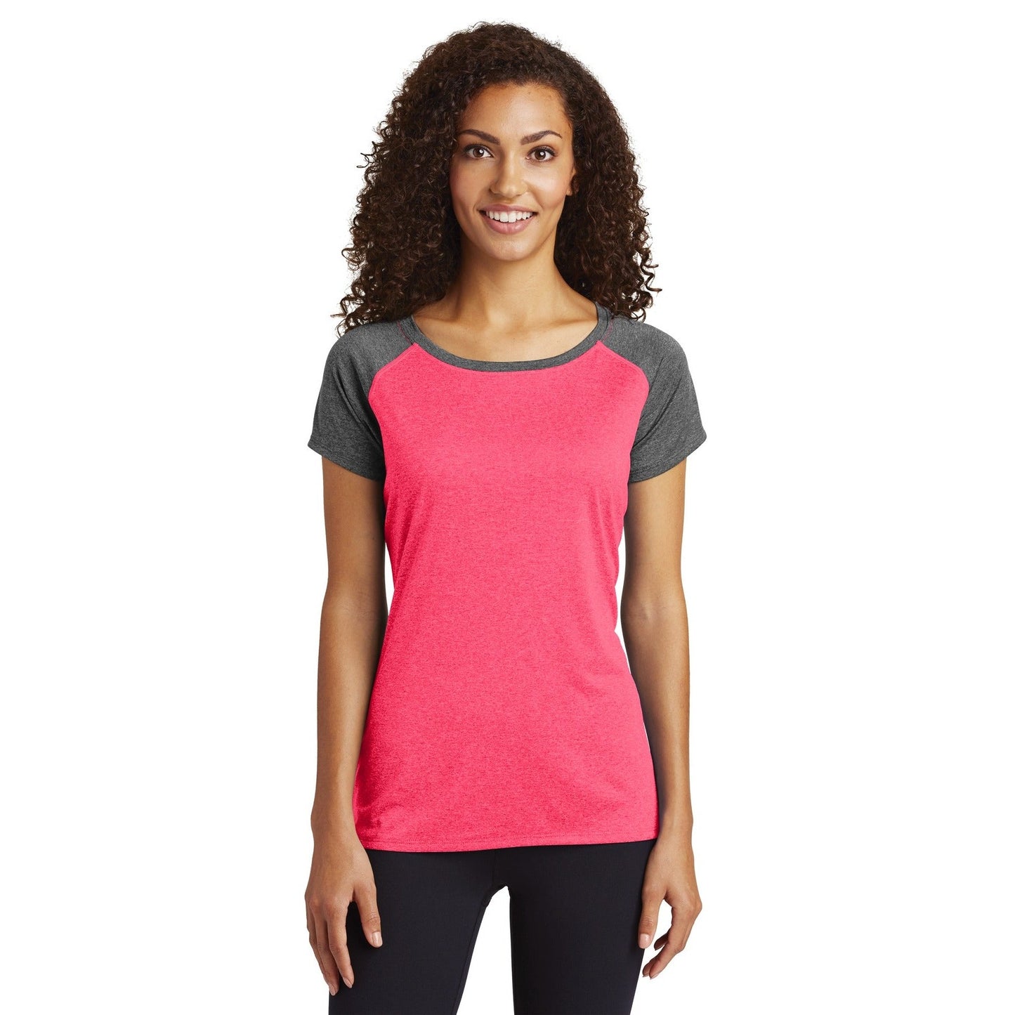 Sport-Tek-Sport-Tek ® Women's Heather-On-Heather Contender ™ Scoop Neck Tee. LST362-MedTech-1