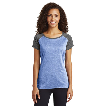 Sport-Tek-Sport-Tek ® Women's Heather-On-Heather Contender ™ Scoop Neck Tee. LST362-MedTech-2