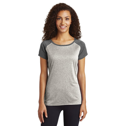 Sport-Tek-Sport-Tek ® Women's Heather-On-Heather Contender ™ Scoop Neck Tee. LST362-MedTech-3