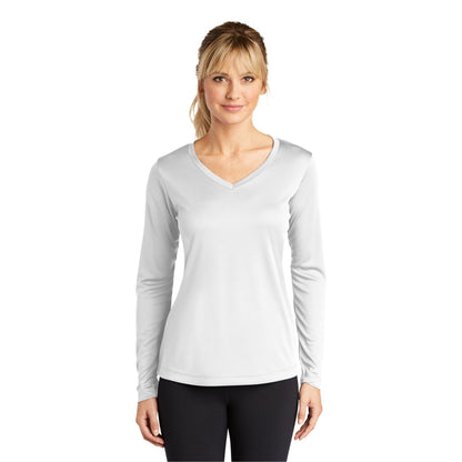 Sport-Tek-Sport-Tek® Women's Long Sleeve PosiCharge® Competitor™ V-Neck Tee. LST353LS-MedTech-19