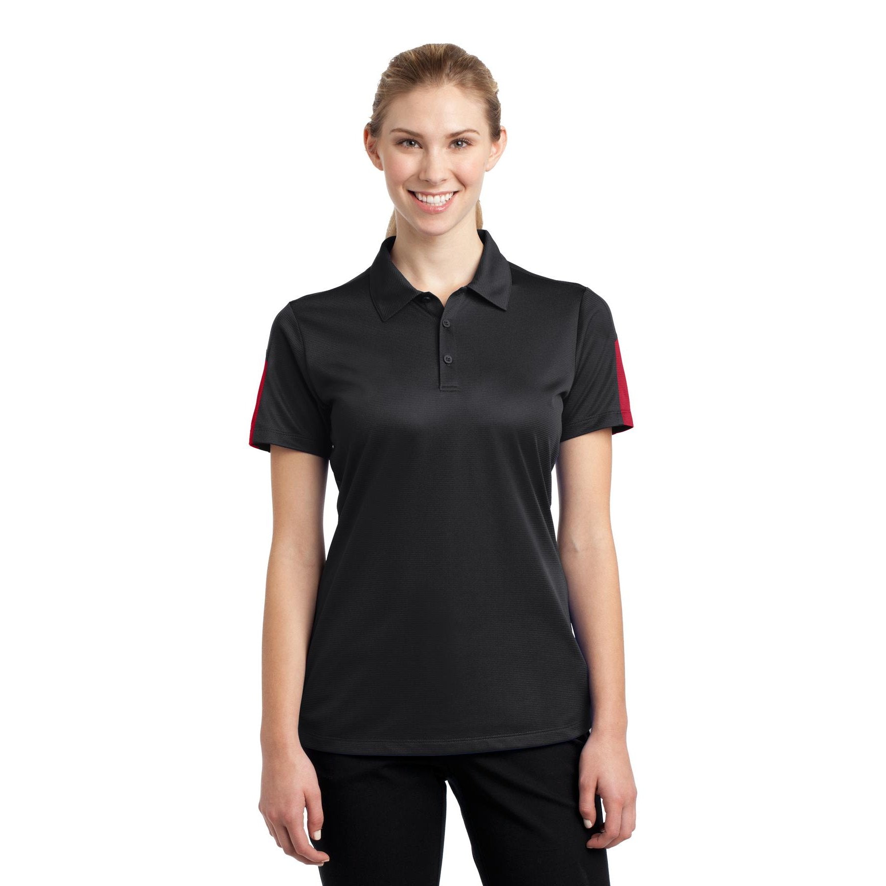 Sport-Tek-Sport-Tek® Women's PosiCharge® Active Textured Colorblock Polo. LST695-MedTech-2