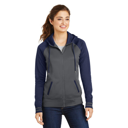 Sport-Tek-Sport-Tek® Women's Sport-Wick® Varsity Fleece Full-Zip Hooded Jacket. LST236-MedTech-5