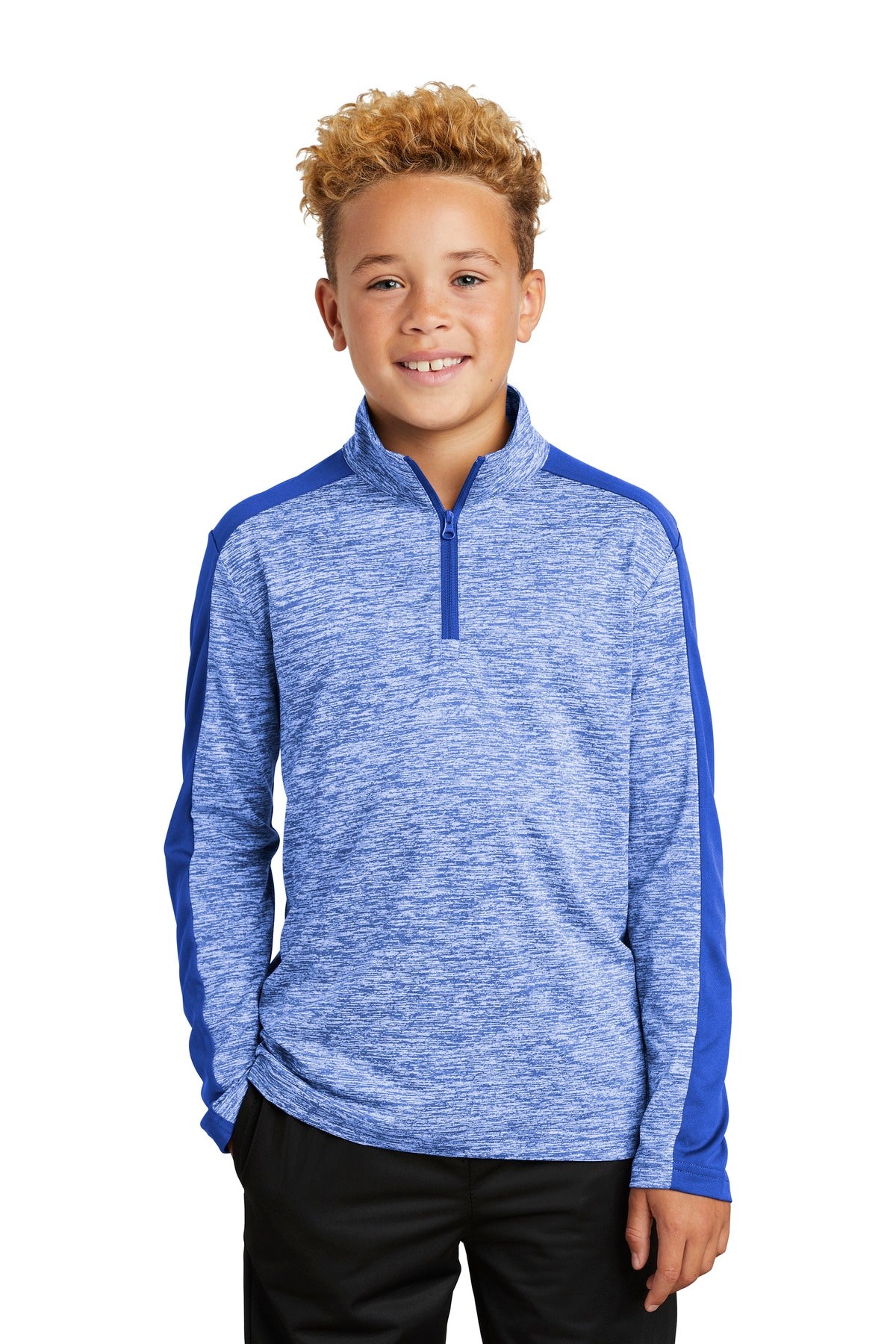 Sport-Tek- Sport-Tek ® Youth PosiCharge ® Electric Heather Colorblock 1/4-Zip Pullover. YST397-Medtech- 4